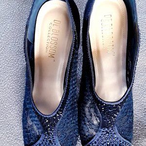 DE BLOSSOM ROYAL BLUE LACE AND SEQUIN STILETTOS